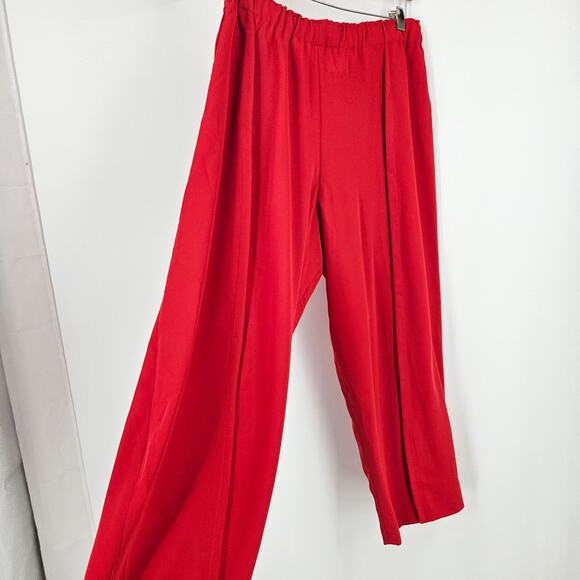 Roucha Pants Red Drawstring Elastic Waist Pleated Wide Leg Pull On Size US 12/14 - Picture 5 of 8